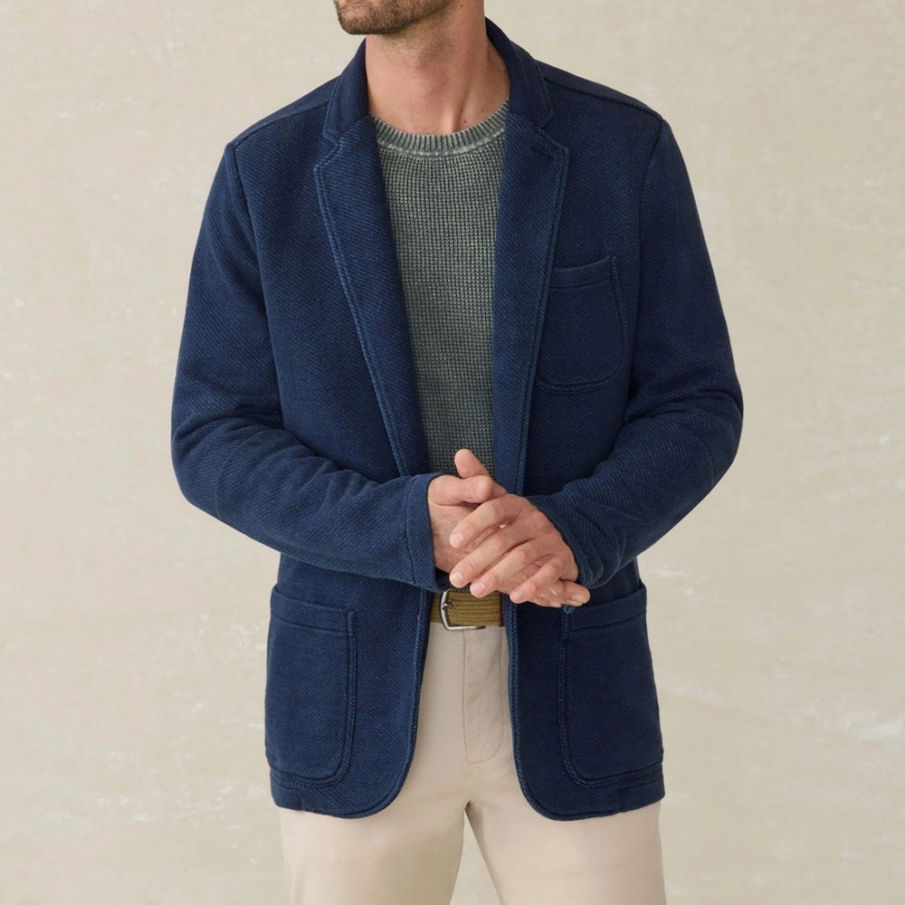 Faherty Inlet Knit Blazer Men's Small Hendricks Indigo Wash